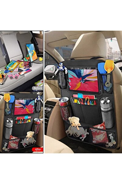 OEM Black Organizer with 8 Compartments Car Backrest 40x60cm