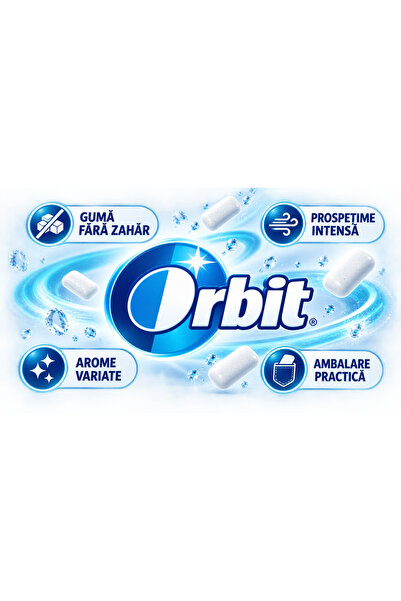 Orbit Refreshers Tropical – Gumă de Mestecat Fără Zahăr cu Aromă Tropicală, 12 pachete x 17,9 g