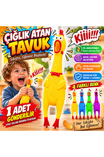 Cici Oyuncak Çığlık Atan Tavuk Oyuncak – Sıkınca Ses Çıkaran Komik Lastik Tav...