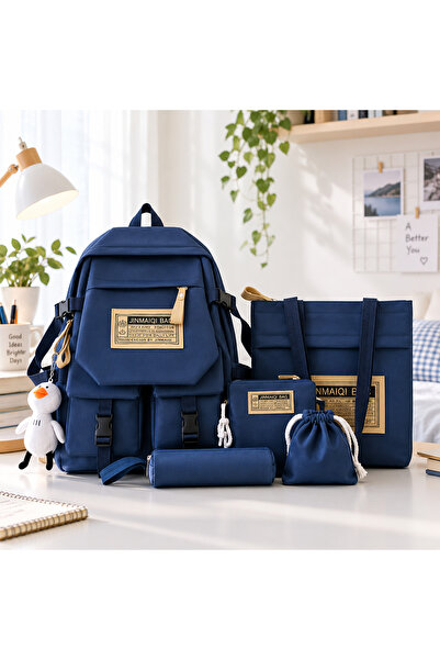 Generic Brand 5-Piece School Backpack Set with Tote Bag, Zip Pouch, Pencil Ca...