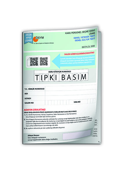 Karakutu Yayınları 2026 KPSS LİSANS GY-GK ÖSYM Tıpkı Basım Çıkmış Soru Deneme Kitapçığı (Çözümlü Türkiye Geneli Sınav)