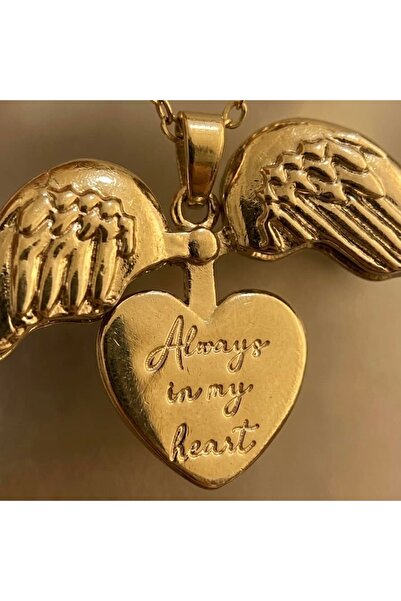 Heda Jewelry قلادة على شكل جناح ملاك من الفولاذ قابلة للفتح