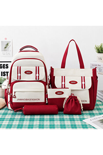 Generic Brand 5-Piece Backpack and Tote Bag Set with Pouches, Multi-Bag Set