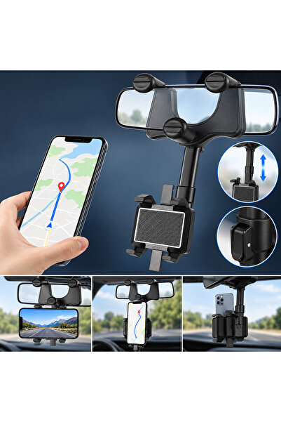 Araç içi kaliteli Dikiz aynası Telefon Tutucu Pratik Uzanabilen Ayarlanabilir 360°Derece Dönebilen Car Holder