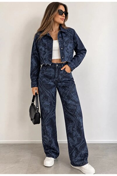 It's Basic Desenli Taşlı Kot Pantolon (34)