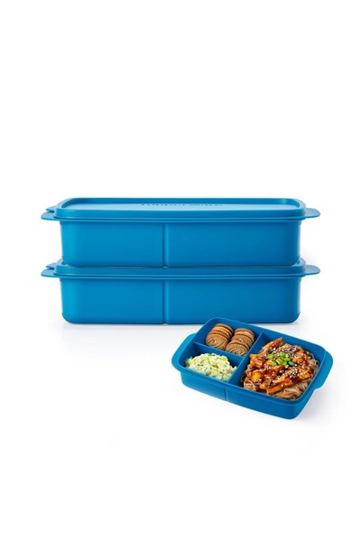 Tupperware Bölmeli Beslenme Kutusu 1L Derin Mavi 2’li Set