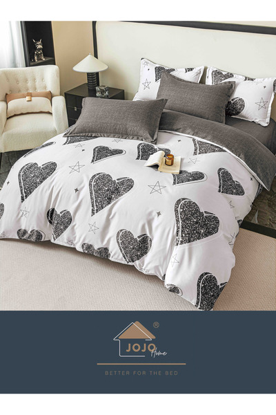 JOJO HOME Set lenjerie de pat dublu, 6 piese, cearceaf clasic fara elastic