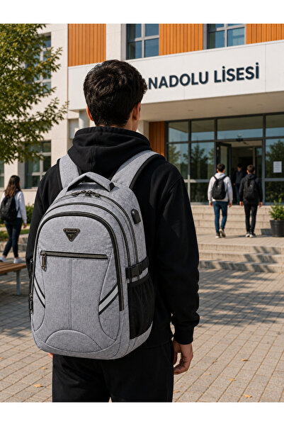 Relaxion Suya Dayanıklı USB Girişli Seyahat & Okul Laptop Sırt Çantası Buz Ma...