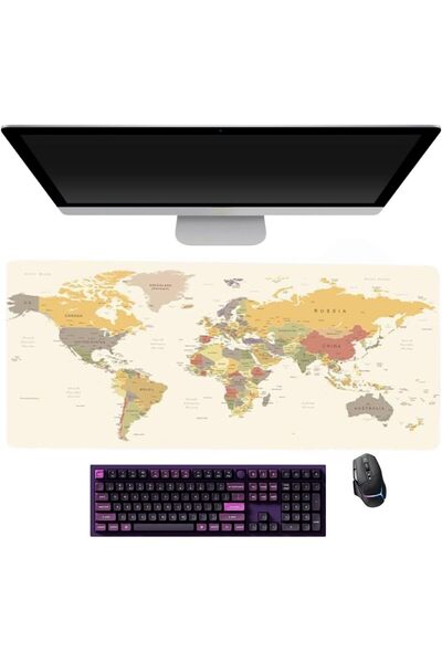 CozyNook Large Gaming Mouse Pad with World Map Design, 80 x 30 cm, Extended D...