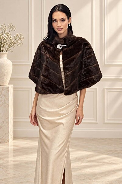 FashionForYou Γούνα Ottavia, με καρφίτσα και εσωτερικό κούμπωμα, ΚΑΦΕ, Μέγεθο...