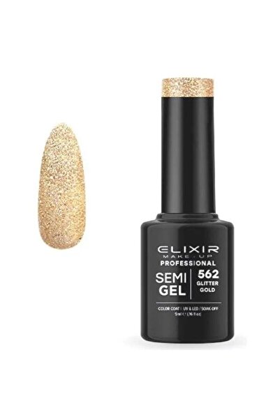 Elixir Επαγγελματικό Ημι-τζελ Ημι-μόνιμο Βερνίκι Νυχιών 562 Χρυσό Γκλίτερ 5ml