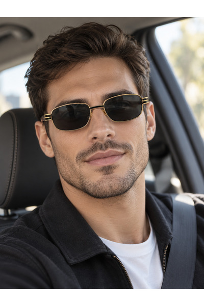 PİYESBOUTİQUE Odin Men's Square Rectangular Eşref Single Sunglasses, Uv400 Pr...