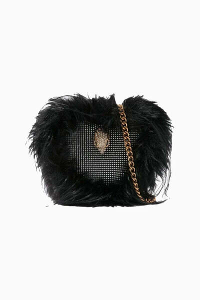 Kurt Geiger Kensington Heart Faux Fur Women's Crossbody Bag - Black