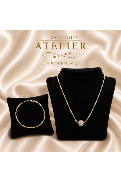 Çelik CM Altın Kaplama Burgu Model Zirkon Taşlı Kolye Ucu ile Kolye & Burgu Bileklik LUXURY Kalite Kolye: 55cm Bileklik: 21cm