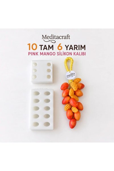 Medita Craft مجموعة قوالب الشمع والصابون المصنوعة من السيليكون من مانجو |   10 كامل + 6 نصف