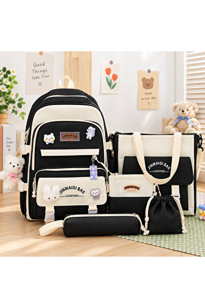 Generic Brand Girls School Backpack Set 5-Piece with Tote Bag, Crossbody Pouc...