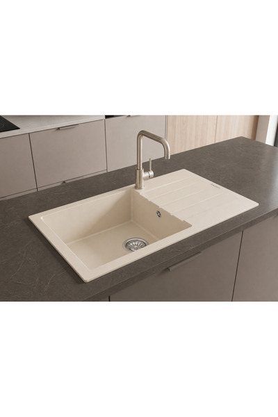 GÜNEY ANKASTRE RealStone P011 ASSOS 86 XL 86×43,5 cm Krem Granit Evye + Tekli...