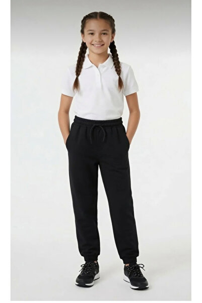 FASİON Children's Black School Sweatpants 3Iplik
