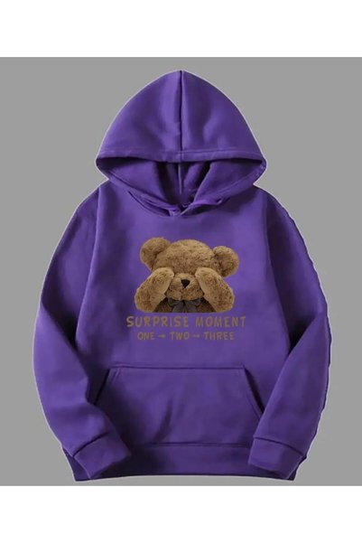 NIGRUM PARDUS Hooded, Printed with a Cute Bear, 2-Yarn Sharded Oversize Women...