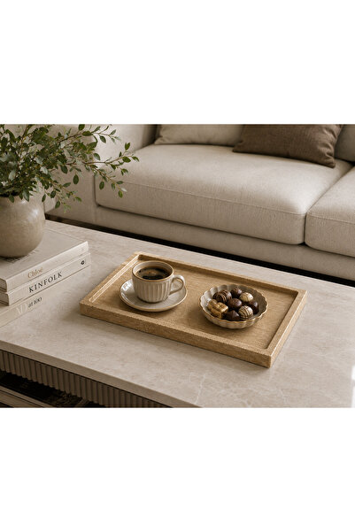 mugustone Decorative Travertine Tray Marble Organizer 3X17X28 Dimensions