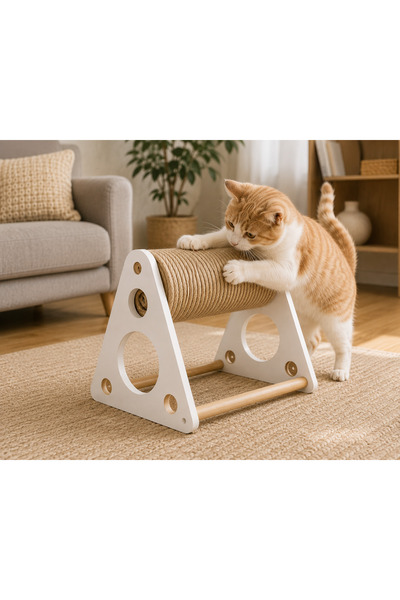 Empressco Wooden Cat Scratching Toy |   Natural Sisal Rotating Cylinder Scrat...