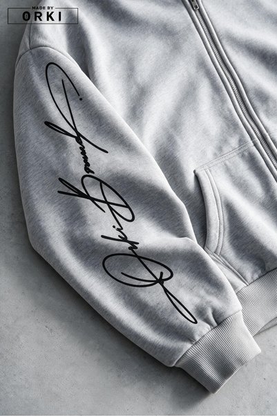 EFFRENATU Typographic Handwritten Printed Melange Gray Unisex Oversize Cardigan