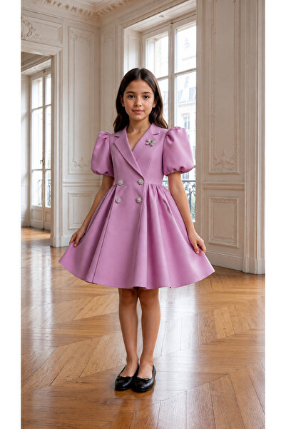 MUSGEM Special Design Umay Model Pink Color Girl's Evening Dress with Stone A...