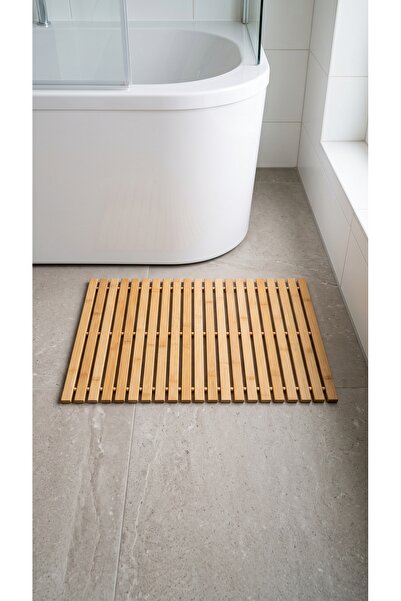 Lucia Maison Kaymaz Tabanlı Doğal Bambu Banyo Paspası (40 x 61 cm)
