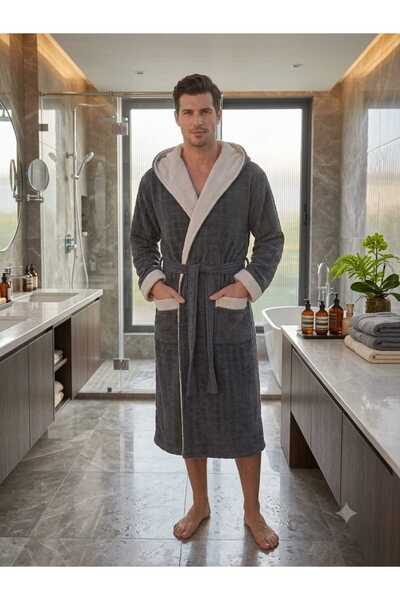 POLATEX HOME COLLECTİON TRİGA JAGARLI HEDİYELİK UNİSEX BORNOZ %100 BAMBU, PAM...
