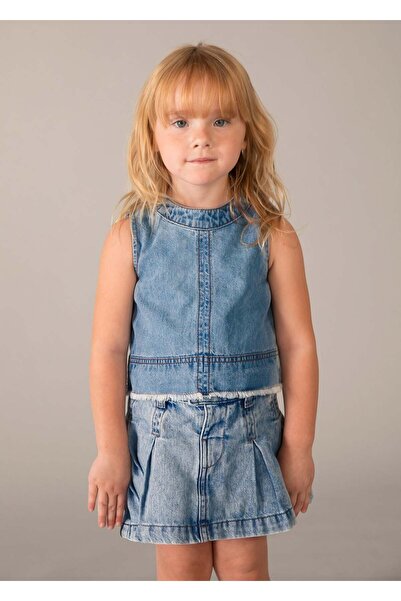 MAYORAL Girl's Strappy Denim Tshirt Blue
