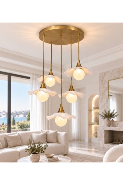 RSCOLLECTIONS Verona 5 Li Sarkıt Modern Beyaz Başlık Avize , Şapka Pinterest ...