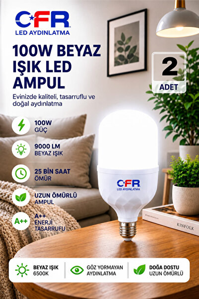 CFR LED AYDINLATMA 100w 9000 Lümen Tasarruflu E27 Beyaz Işık Torch Led Ampul-...