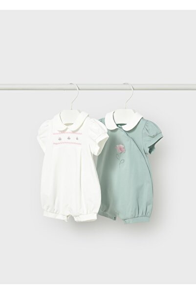 MAYORAL Newborn Baby Girl Double Jumpsuit Set Green