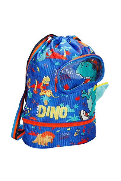 NW NessiWorld Dinosaur Patterned Blue Ruched Kindergarten Bag Grade