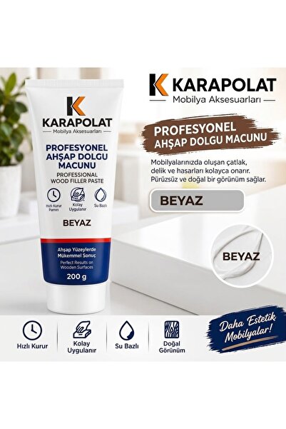 KARAPOLAT Ahşap Parke Ve Duvar Tamir Macunu Beyaz 200gr