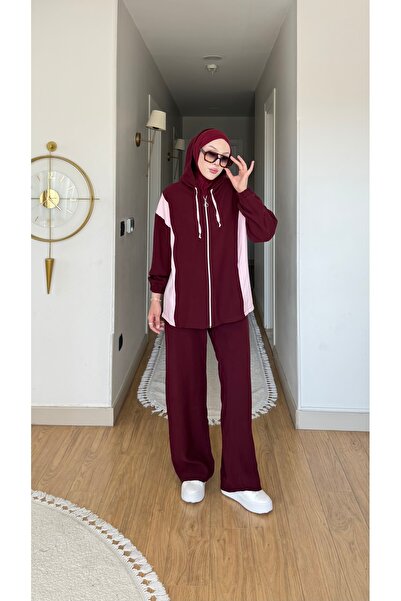NİLNUR MODA طقم نسائي ملون بقلنسوة وبنطلون من الموسم الجديد