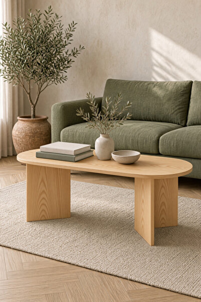 Mano Atelier Modern Orta Sehpa, Dekoratif Salon Sehpası, Oval Tasarım Orta Se...