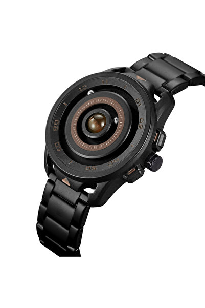 TIMERA Black Wristwatch with Lens-Inspired Dial and Bronze Brown Accents