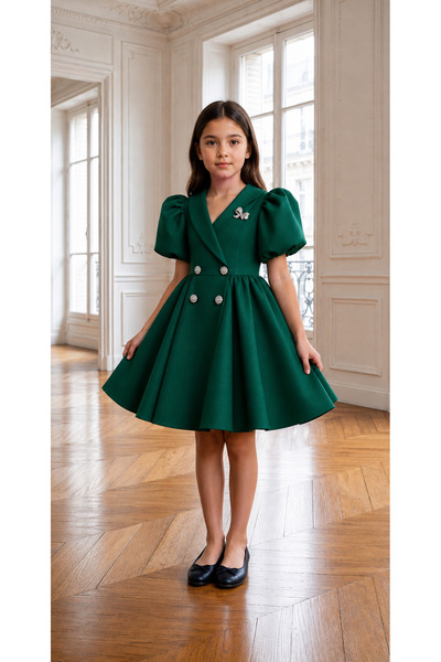 MUSGEM Special Design Umay Model Green Color Girls' Evening Dress with Stone ...