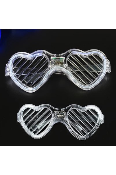 NW NessiWorld White Led Light up Heart Glasses – 3 Modes Party & Glow Glasses