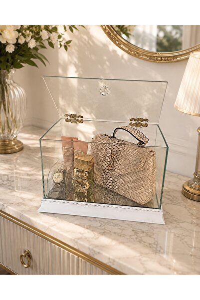 AYZ HOME 35x20x20 cm Cam Çeyiz Bohça Kutusu – Aynalı Cam Ürün Sergileme Kutus...