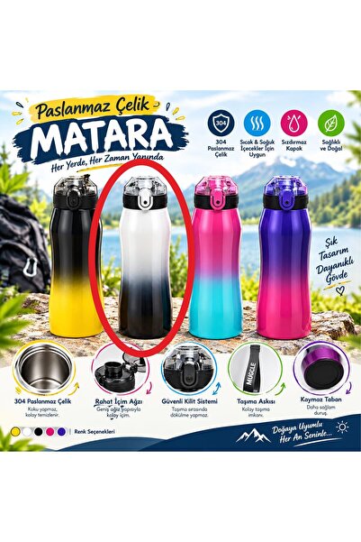 Mikro ÇELİK MATARA- RENK GEÇİŞLİ- ORTAOKUL LİSE- OUDOOR MATARA 750 ML