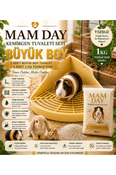 Mam Day Ginepig - Cüce Tavşan ve Hamster İçin Büyük Boy Tuvalet Kabı ve Tuval...