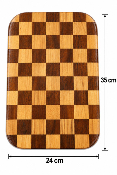 Generic Brand Tocător din lemn de acacia, model mozaic – 35 × 24 cm