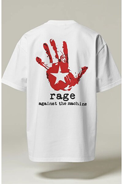 SEVBANO Tricou premium oversize unisex cu imprimeu Rage Against The Machine, ...