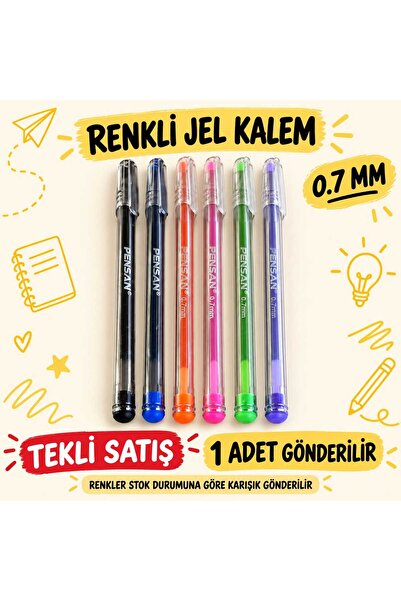 Pensan Renkli Jel Tükenmez Kalem 0.7 mm Tekli – Karışık Renk