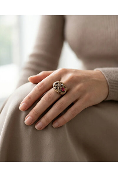 Dorvina Bronze Women's Ring Authentic Copper Jewelry Pink Zircon Stone Hürrem...