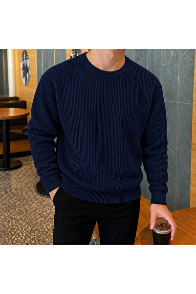 threeoff Men's Thessaloniki Knitted Crew Neck Knitwear Sweater Regular Fit Lo...