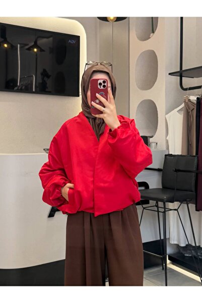 asyadabutik Women's V-Neck Bomber Viral Jacket