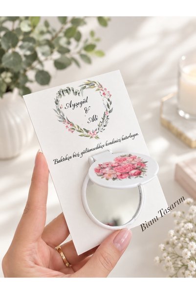 Bianı Tasarım Kişiye Özel Söz, Nişan, Nikah, Kına Hediyelik 10 Adet Kapaklı Ayna